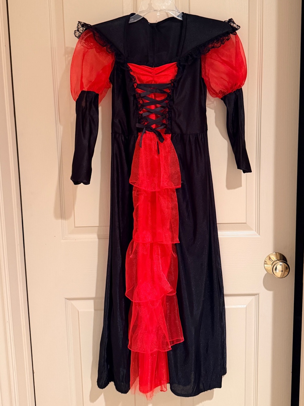 Vintage Girls Vampire Costume Child Medium Black Red Gothic Halloween Dress